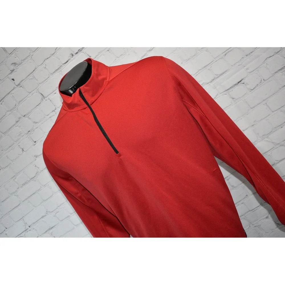 Nike Golf Pullover Mens XL Red Dri-Fit Quarter Zip Long Sleeve Sportswear Poly